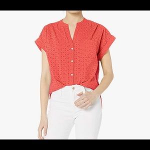 J. Crew coral eyelet button up shirt 🔸♦️